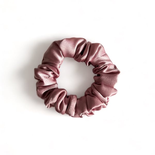 Rose Pink Satin Scrunchie - Regular