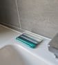 Small turquoise, grey and cream fused glass soap dish - Image 6
