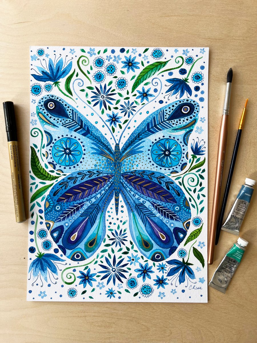 Blue Butterfly A4 Print