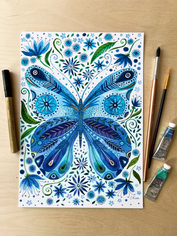 Blue Butterfly A4 Print