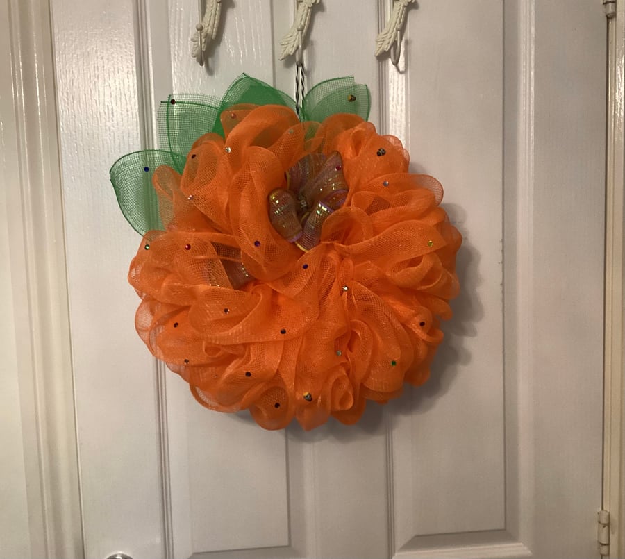 Orange mesh wreath