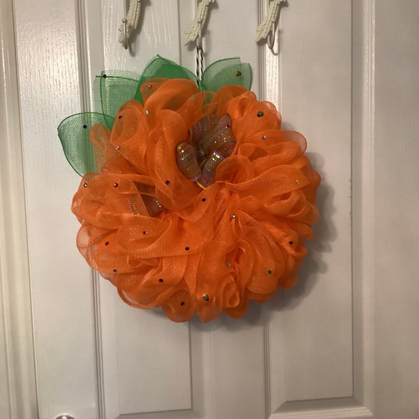 Orange mesh wreath