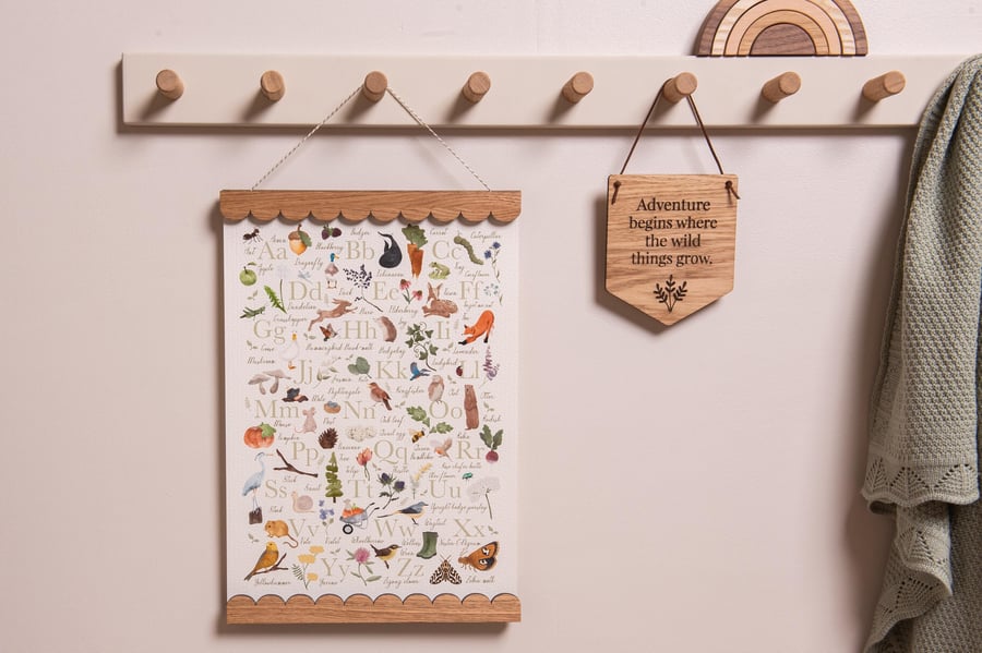 Nature Alphabet Print, ABC, Childrens print, artwork, poster, picture, A4, A3