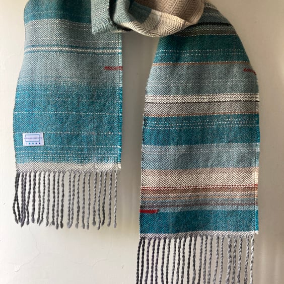 Mulgrave Handwoven Lambswool Herringbone Scarf, Grey