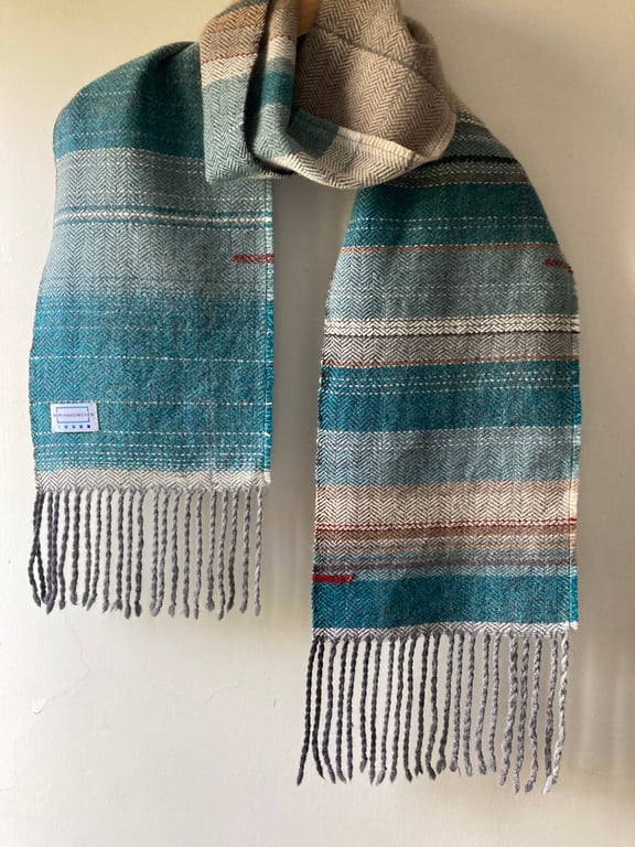 Mulgrave Handwoven Lambswool Herringbone Scarf, Grey