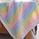 Crochet Rainbow Baby Blanket – Handmade Moses Basket Gift