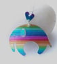 Elephant pendant necklace in rainbow stripes with heart - Image 3