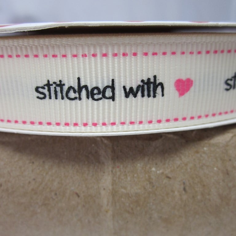 2m Bertie's Bows 'Stitched With Love' Ribbon Labels