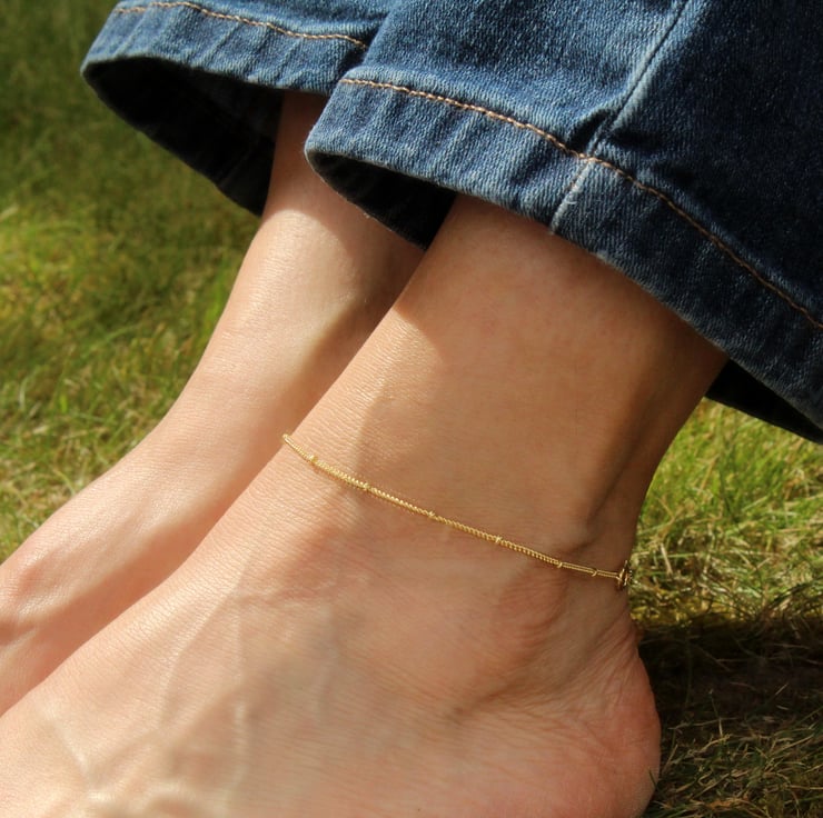 Gold satellite ankle bracelet Folksy