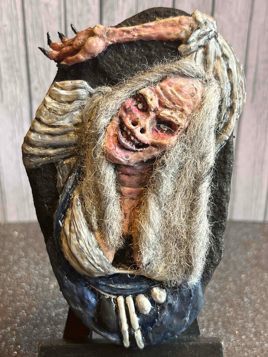 Hand painted Baba Yaga Witch Stone