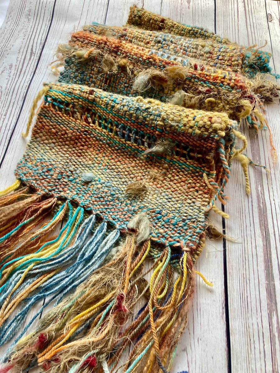 Hand dyed, spun and woven scarf Poldhu cove