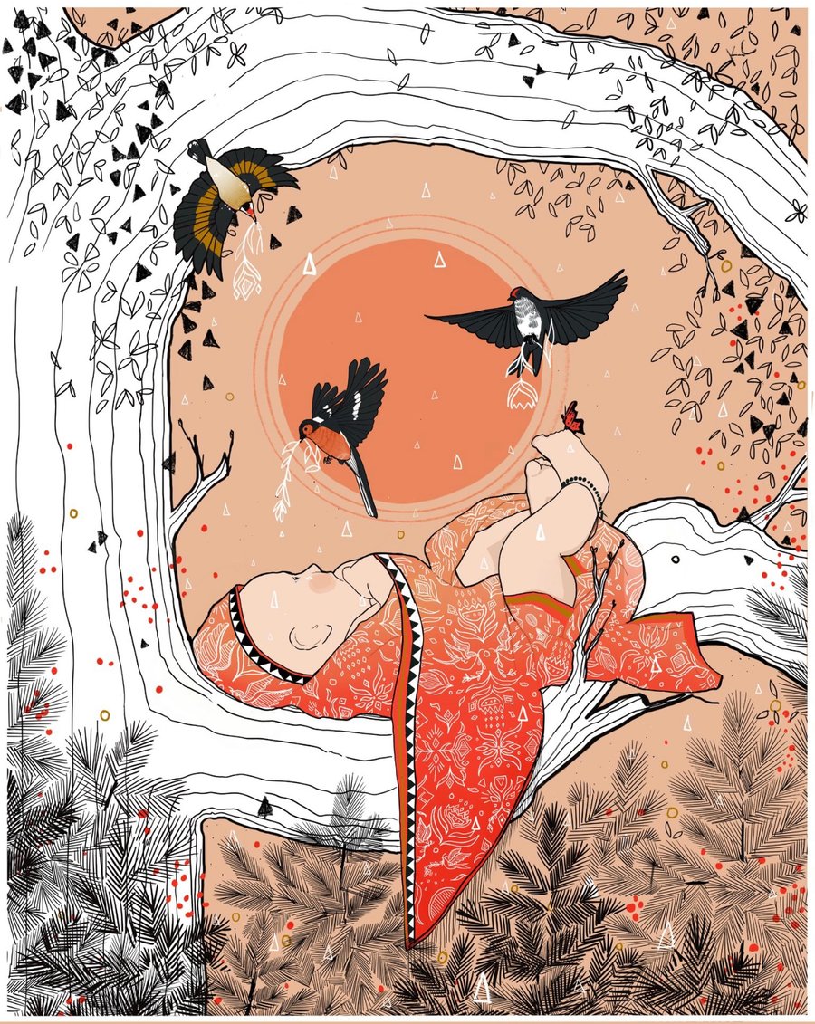 New baby art print, nursery print illustration