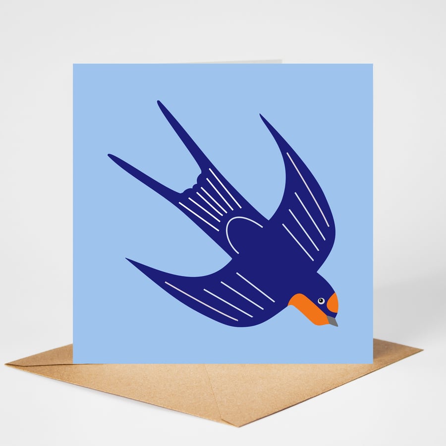 Swallow Card, Bird Greeting Card, Eco Friendly Blank Card