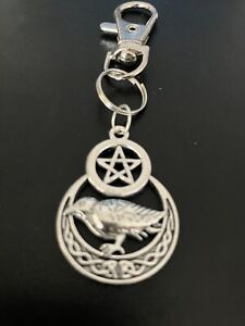 pentagram raven celtic knot keyring bag charm zip puller swivel clip lanyard