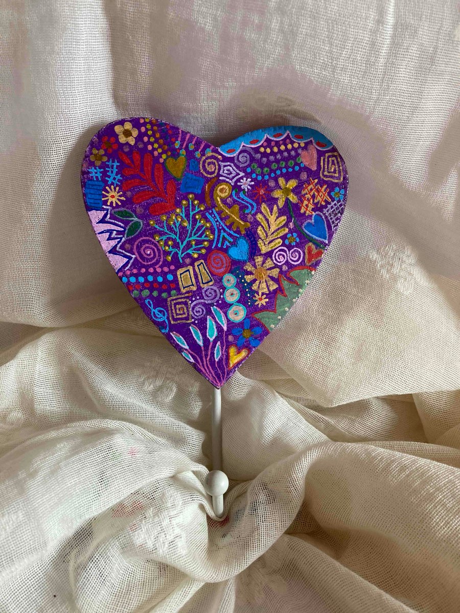 Hand painted heart hook