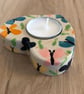 BUTTERFLY STONEWARE CERAMIC HEART SHAPED TEALIGHT HOLDER - Image 3
