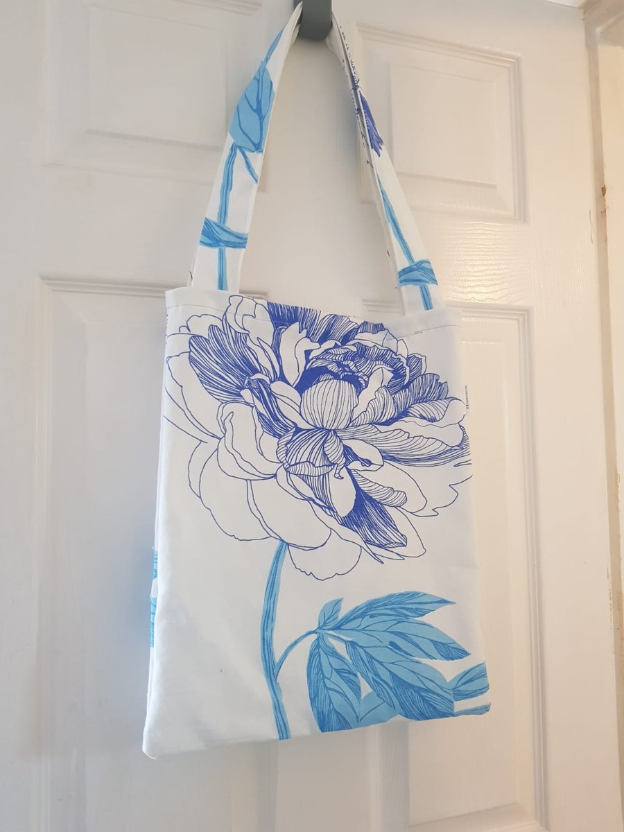 Blue Peony tote bag C