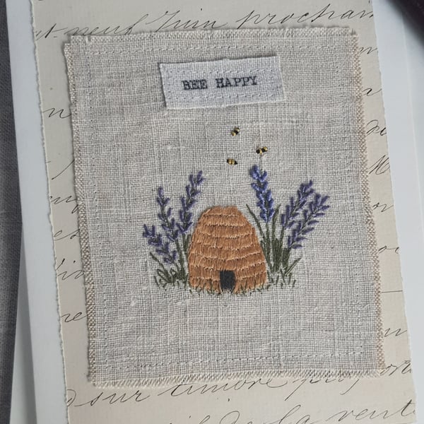Hand embroidered blank greetings card