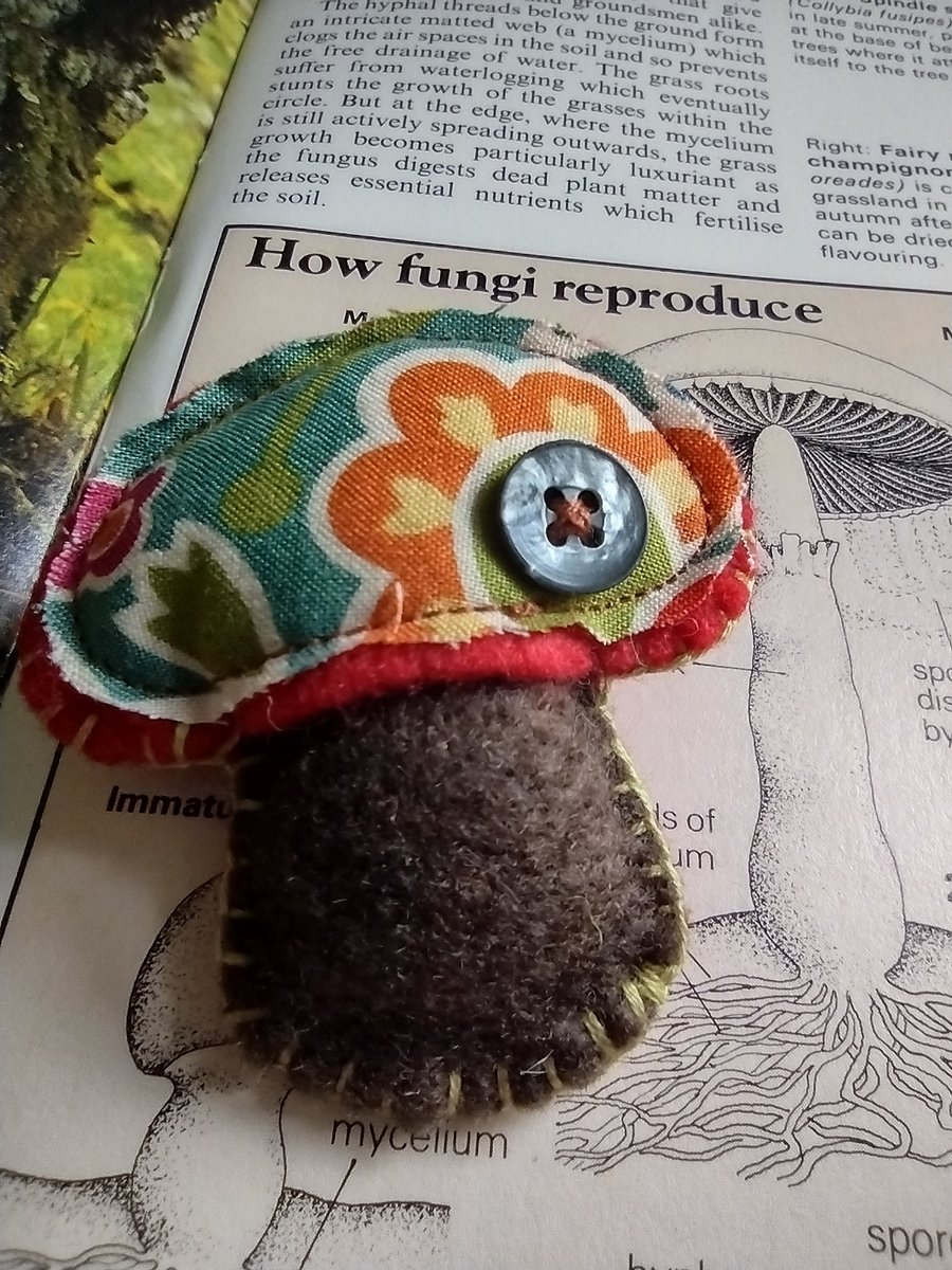 Felt and fabric Jolly Toadstool brooch