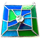 Jigsaw Suncatcher Stained Glass Handmade Sea Colours Abstract