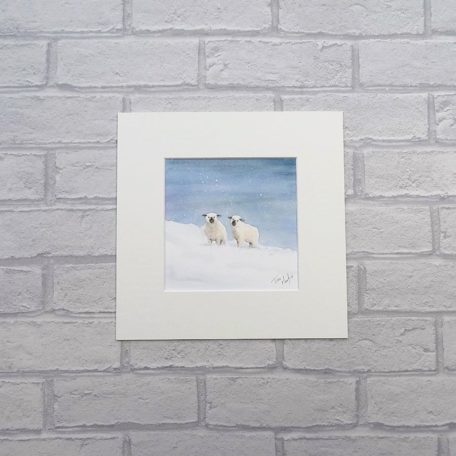 Original Watercolour 'Winter Sheep'