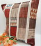 Red themed patchwork cushion cover,  envelope backed.   - Image 3