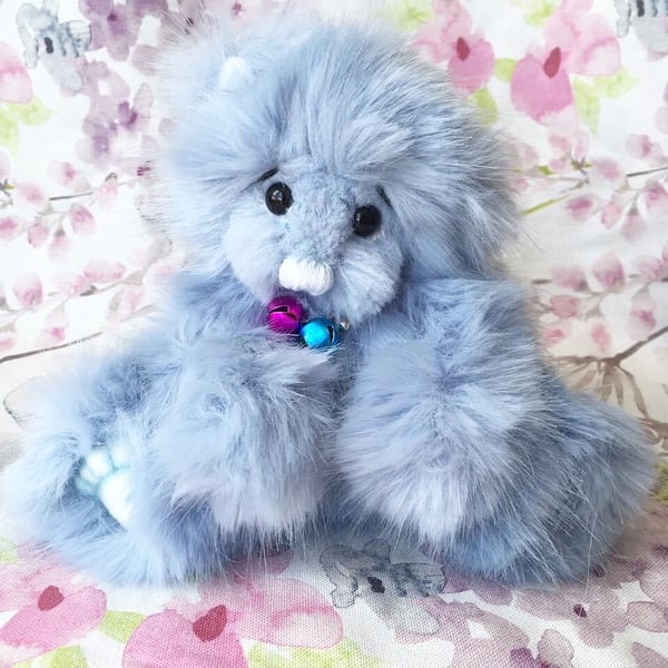 Jellybean periwinkle blue bear,  hand sewn collectible artist bear 