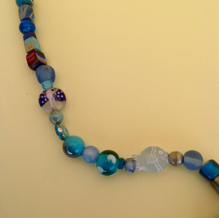 Blue - Thread Beads Handmade Necklace Set 06 main image 1