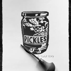 'Pickles' Linocut Print