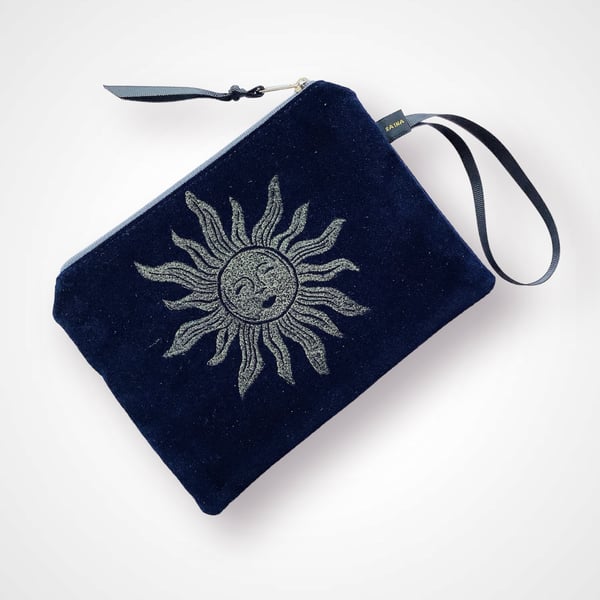 Midnight Blue  Sun velvet zip-up pouch