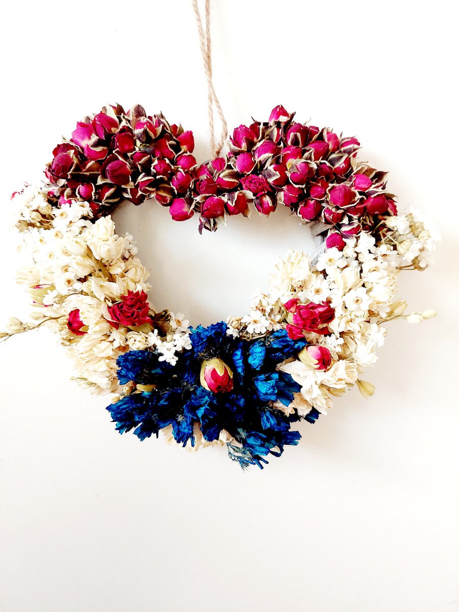 Dried Flower Rattan Heart Wreath - Jubilee Flowers