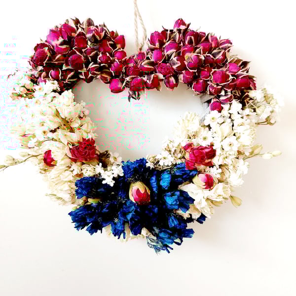 Dried Flower Rattan Heart Wreath - Jubilee Flowers