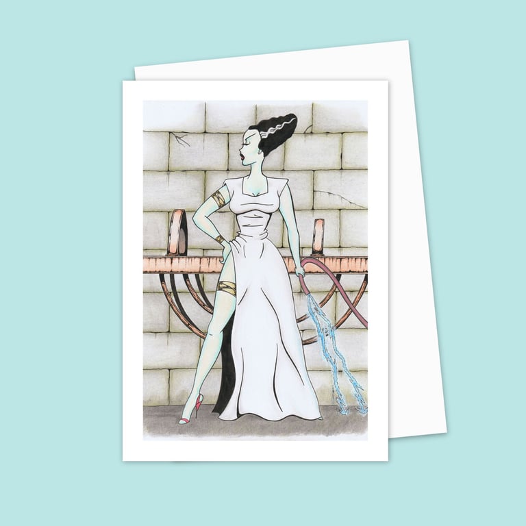 The Bride Greeting Card: Gothic Cartoon Horror Birthday Card (501)