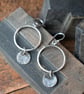 Rustic Textured Silver Circle Earrings - Image 4