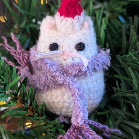 White Cat Christmas Tree Decoration, Cat Christmas Gift, Cat Hanging Decoration