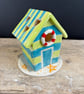 Handpainted Ceramic Beach Hut Tea-light Holder