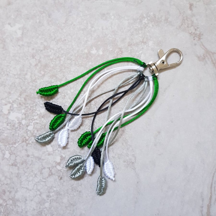 Aromantic Keychain, Aro flag Keyring, Pride bag charm, Aro Pride gifts