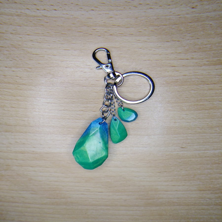 Green and Blue faux crystal Bag Charm