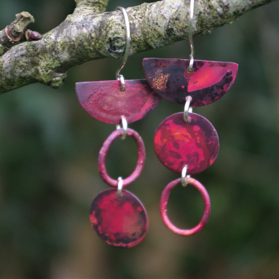 Seconds Sunday Statement, Mismatched, Long Dangle, Red Earrings 