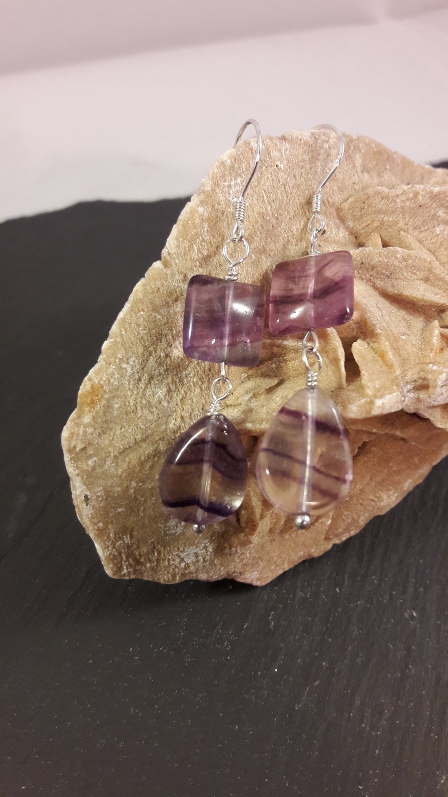 Fluorite and Sterling Silver Earrings