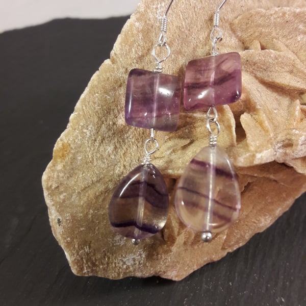 Fluorite and Sterling Silver Earrings