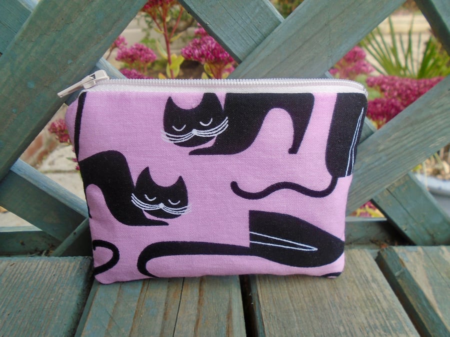 Clearance   - Kids Cotton Cat Purse - Black cat purse