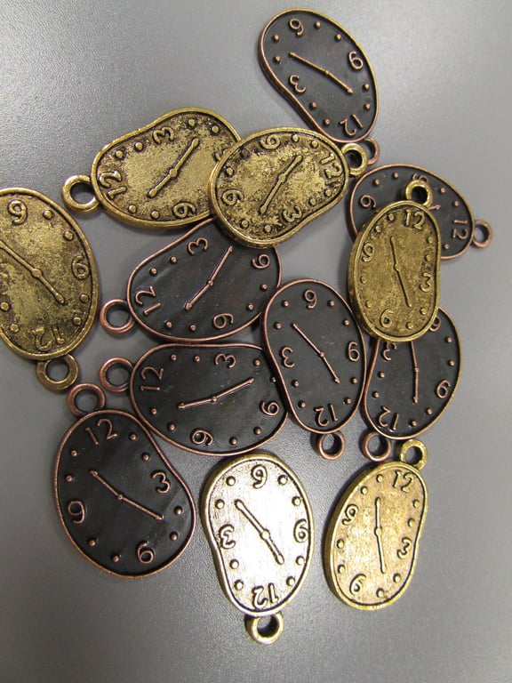 Two Steampunk Clock Watch charm pendants 4 colours to choose