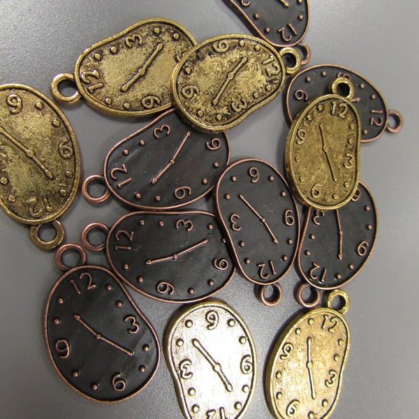 Two Steampunk Clock Watch charm pendants 4 colours to choose