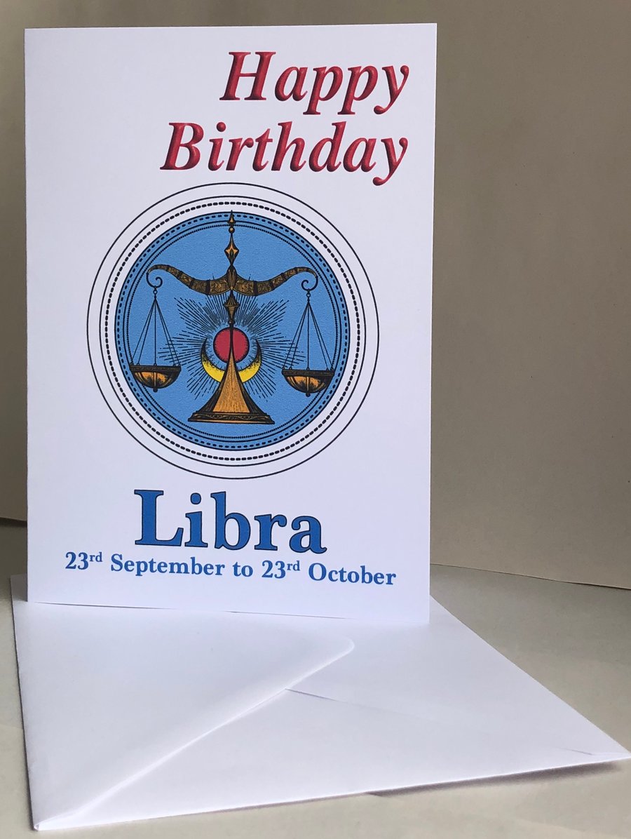 Libra - The Scales (23rd September - 23rd October) - 5x7" Birthday or Plain card