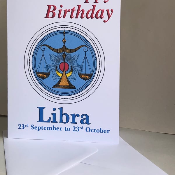Libra - The Scales (23rd September - 23rd October) - 5x7" Birthday or Plain card