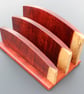 Handmade Solid Padauk Wood Letter Rack - Minimalist Desk Organiser - Image 2