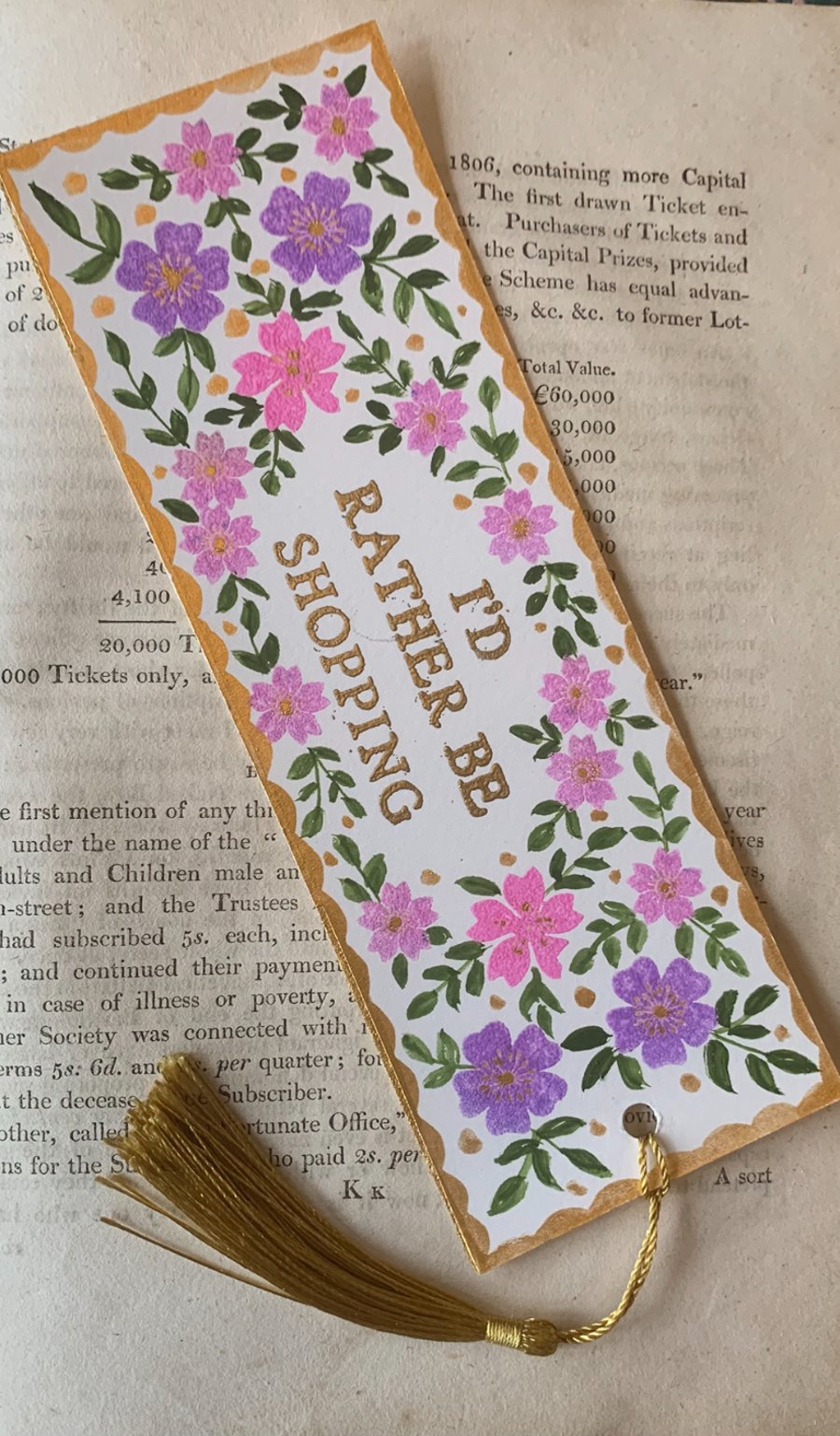 I'd Rather Be Shopping Handmade Bookmark