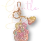 Handmade Shaker Keychain - 'Gentle Bear 'with Detachable Cloud Pendant