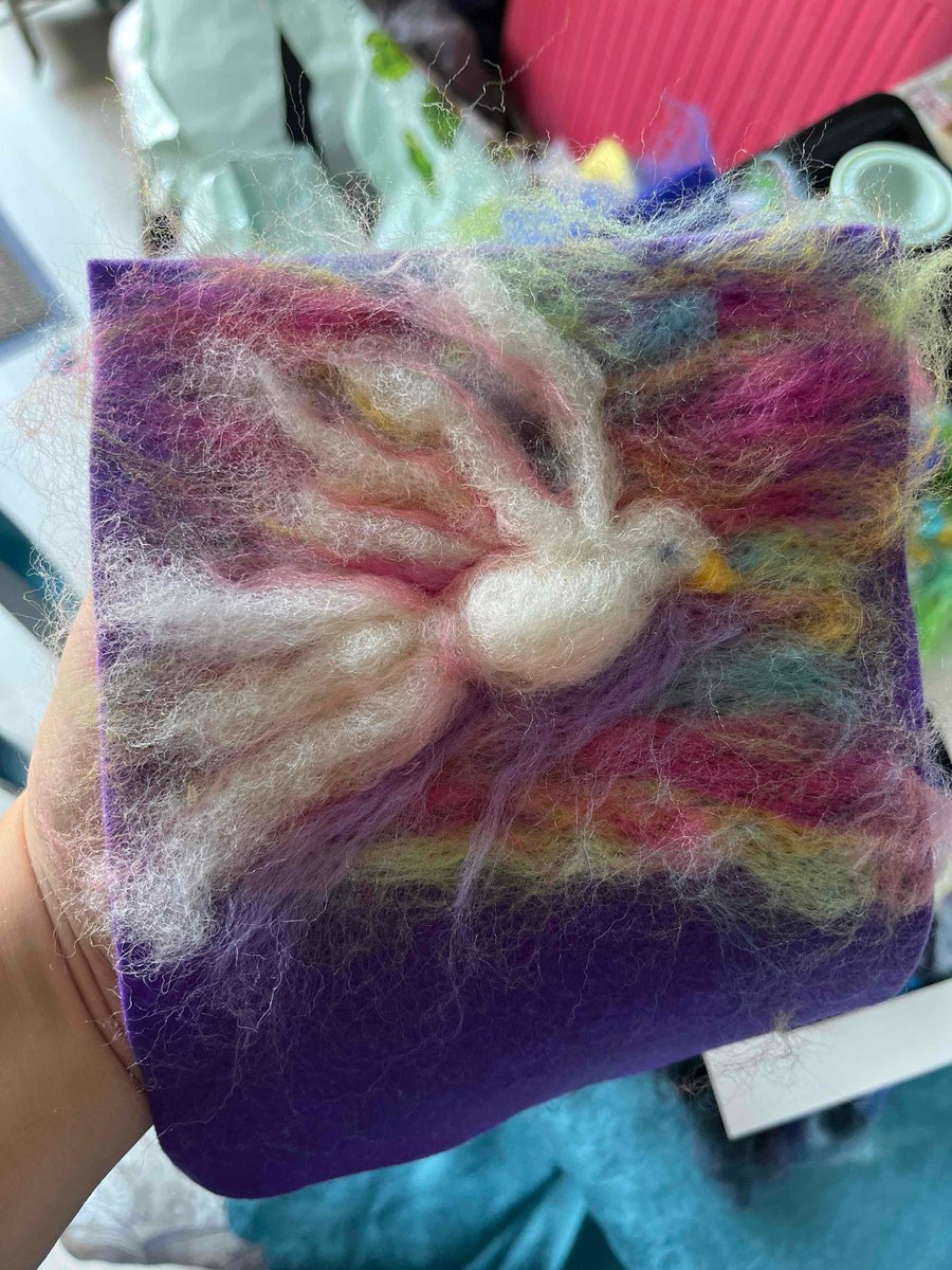 Dove of Peace - Wool painting needle felt wall art of Dove Carrying Olive branch